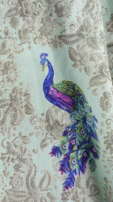 Plum Chanderi Silk With Peacock Dupatta UK 12/EU 38 - New