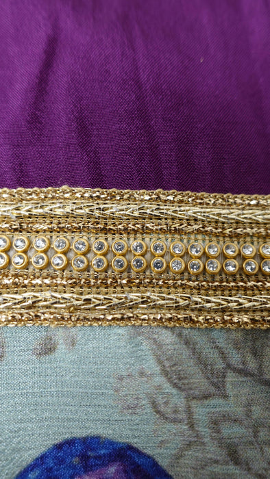 Plum Chanderi Silk With Peacock Dupatta UK 12/EU 38 - New