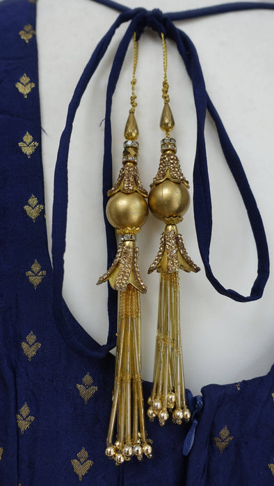 Navy Blue Chanderi Silk Salwar Kameez - UK 14/EU 40 - Preloved