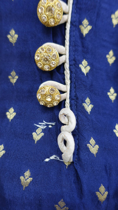 Navy Blue Chanderi Silk Salwar Kameez - UK 14/EU 40 - Preloved