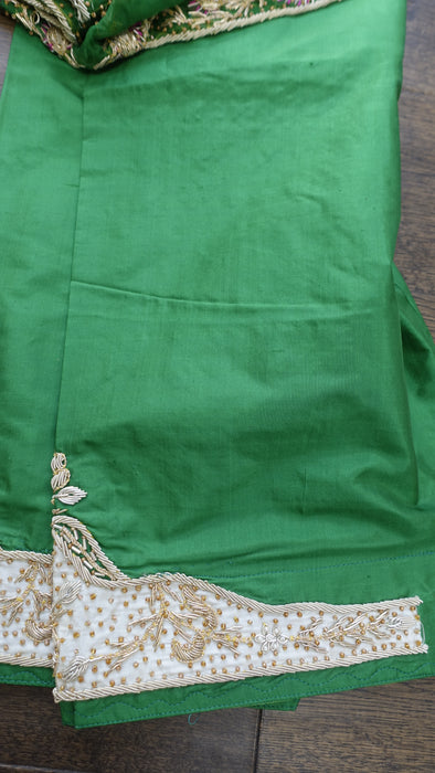 Green Pure SIlk VIntage Salwar Kameez Suit - UK 12/ EU 40 - New
