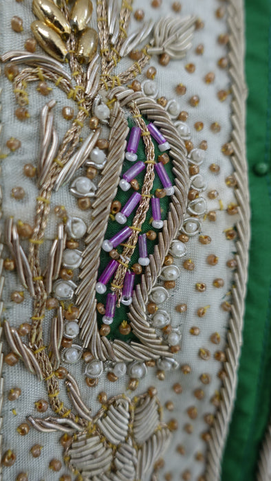 Green Pure SIlk VIntage Salwar Kameez Suit - UK 12/ EU 40 - New