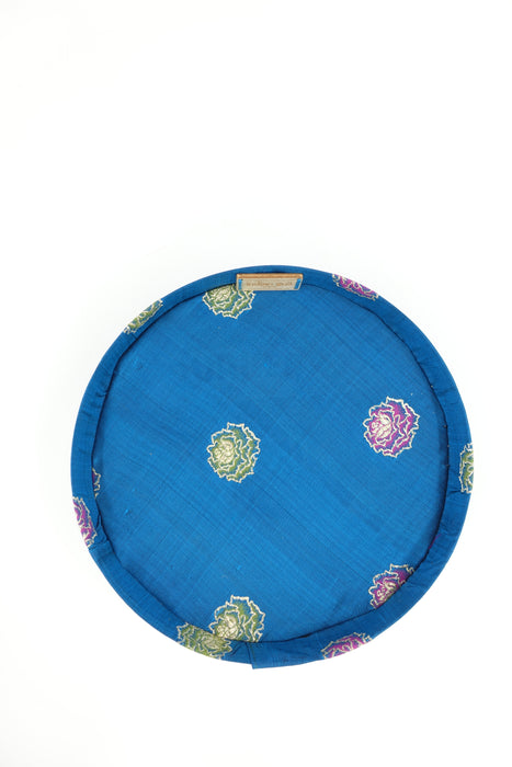 Dark Teal Vintage Buta Pure Silk Decorated Tray
