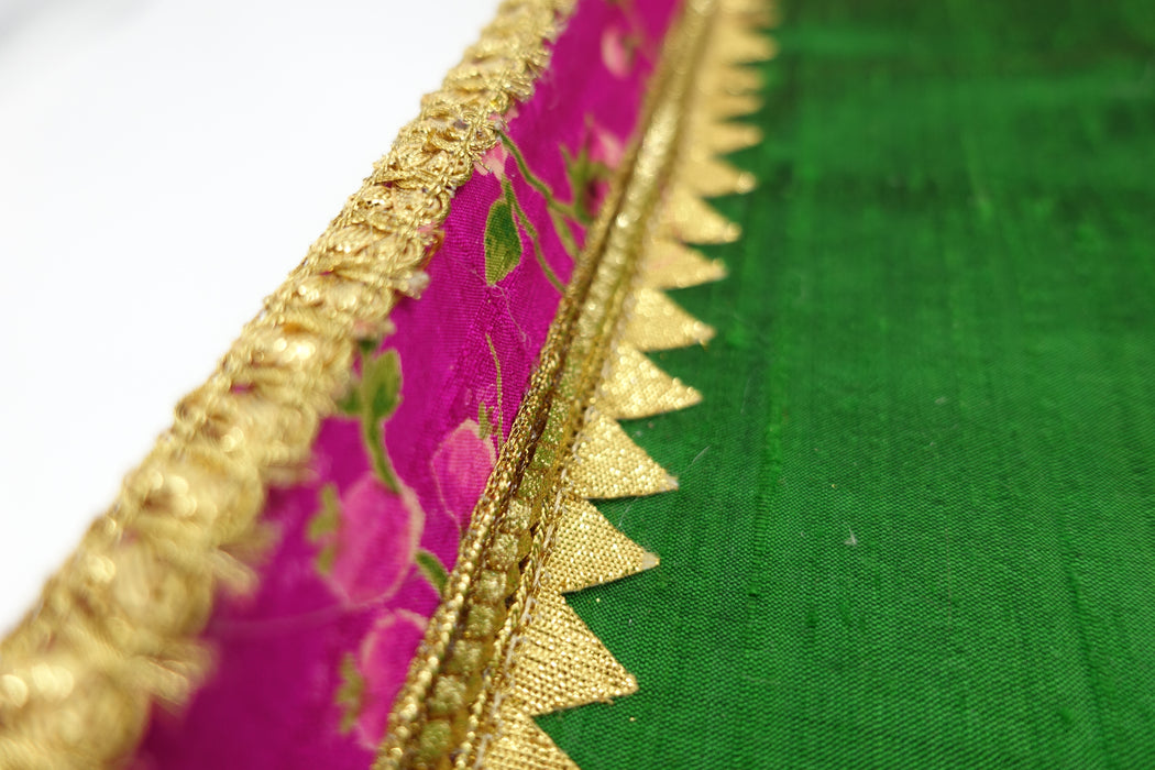 Green And Pink Vintage Raw Silk Wedding Trays