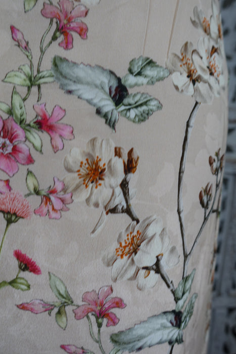 Floral Soft Beige Crystal Palazzo Trouser Suit - UK 12 / EU 38 - Preloved