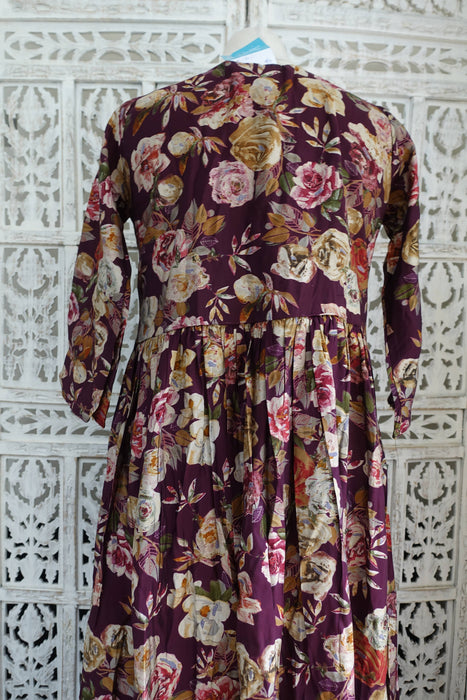 Plum Floral Printed Capri Trousers - UK 12/EU 38 - New