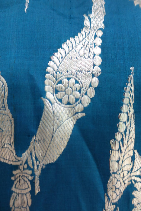 Blue Pure Banarsi Silk Trouser Suit- UK 12/EU 38 - New