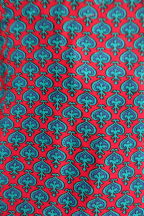 Blue And Red Pure Silk Vintage Trouser Suit - UK 12/EU 38 - New