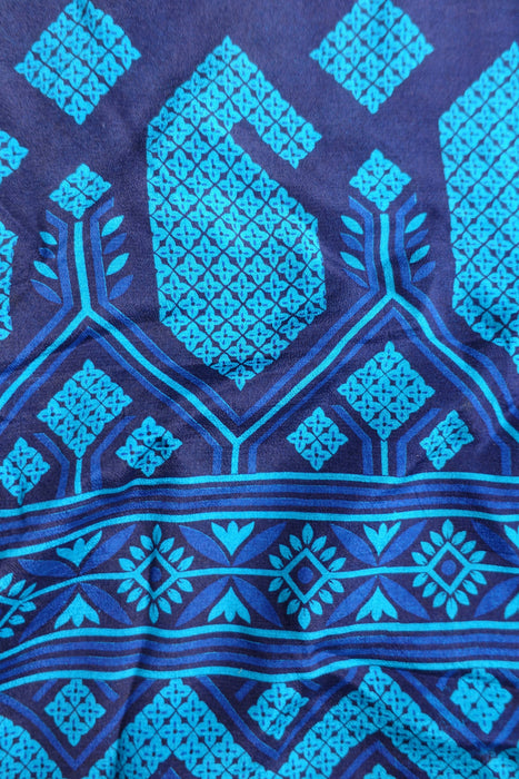 Blue Silk Vintage Trouser Suit - UK 12/EU 38 - New
