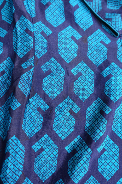 Blue Silk Vintage Trouser Suit - UK 12/EU 38 - New