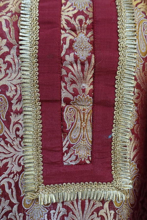 Maroon Brocade Trouser Suit - UK 12/EU 38 - Preloved