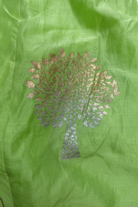 Light And Apple Green Cotton Silk Wide Leg Flared Trouser - UK 12/EU 38 - Preloved