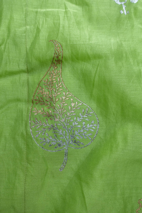 Light And Apple Green Cotton Silk Wide Leg Flared Trouser - UK 12/EU 38 - Preloved