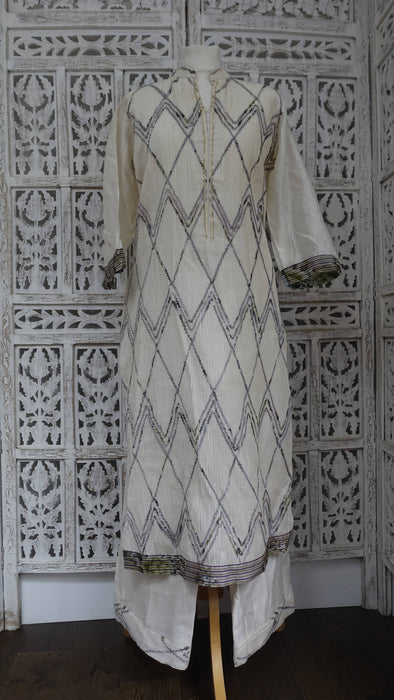 Cream Tissue Silk Palazzo Suit - UK 14/EU 40 - Preloved