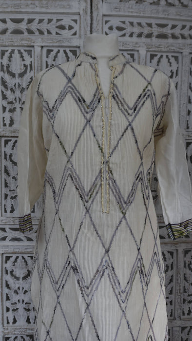 Cream Tissue Silk Palazzo Suit - UK 14/EU 40 - Preloved