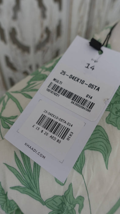 Cream And Green 2Pc Cotton Khaadi Suit - UK 14 / EU 40 - New