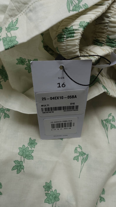 Cream And Green 2Pc Cotton Khaadi Suit - UK 14 / EU 40 - New