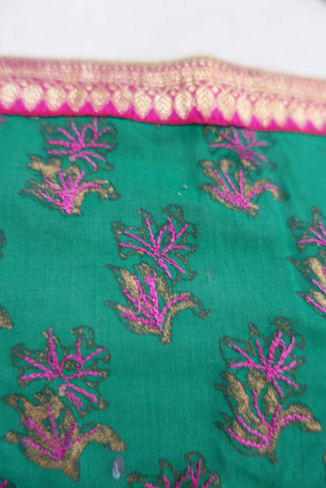 Green Cotton Embroidered Banarsi Tunic - UK 12/EU 38 - New