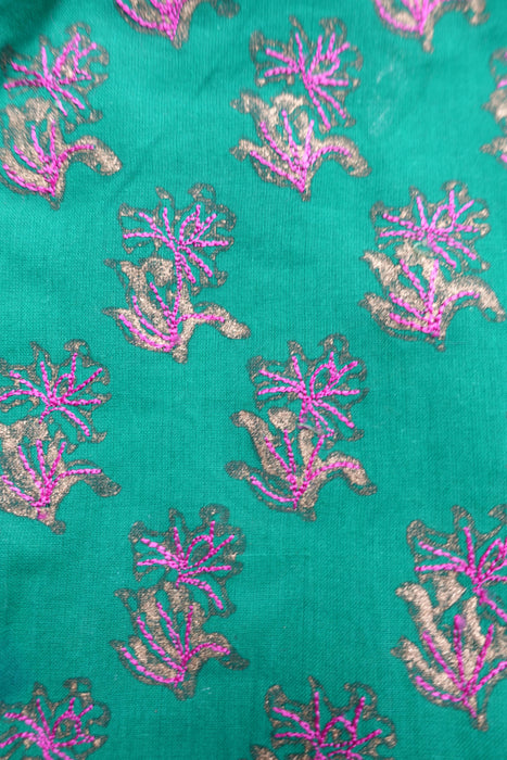 Green Cotton Embroidered Banarsi Tunic - UK 12/EU 38 - New