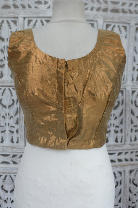 Shimmering Gold Sari Blouse - To Fit Bust 35 - Preloved