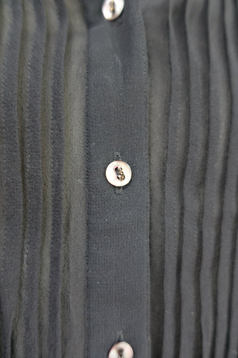 Black Silk Chiffon Designer Ladies Shirt- Medium - New