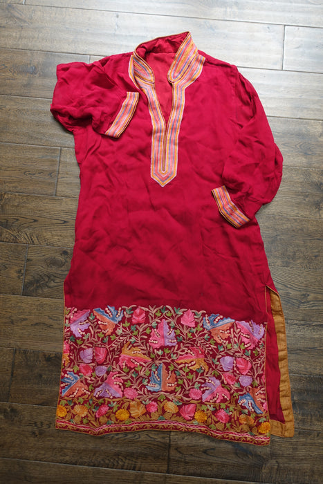 Red Kashmiri Kameez Tunic Chiffon - UK 14 / EU 40 - New