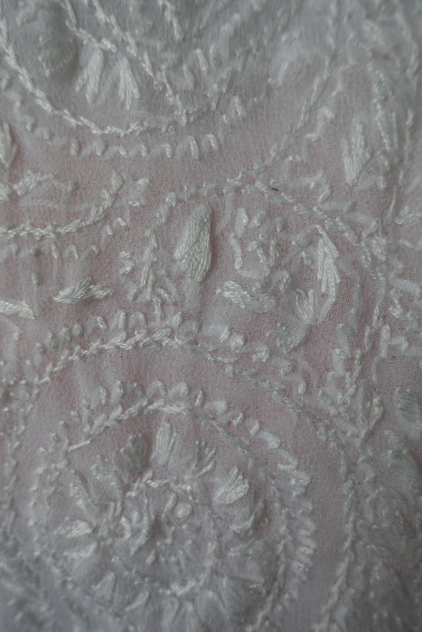 White Chiffon Embroidered Sheer Tunic - UK 20 / EU 46 - New