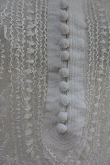 White Chiffon Embroidered Sheer Tunic - UK 20 / EU 46 - New