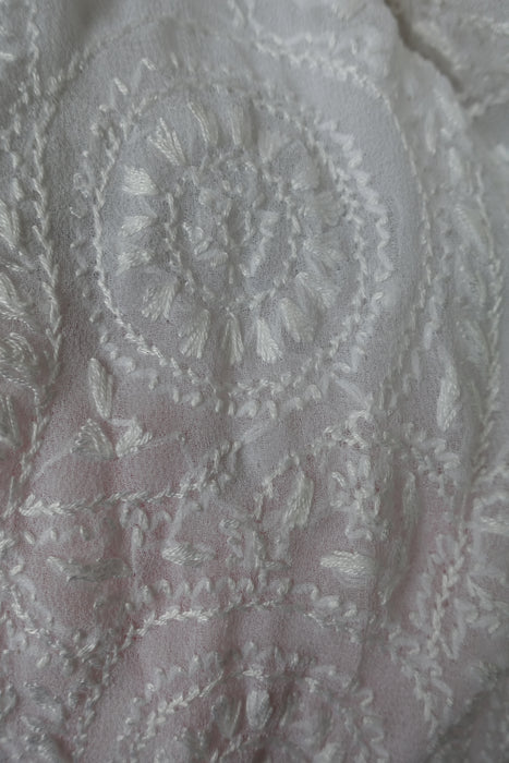 White Chiffon Embroidered Sheer Tunic - UK 20 / EU 46 - New