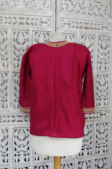 Maroon Vintage Silk Jacket - UK 12/EU 38 - New