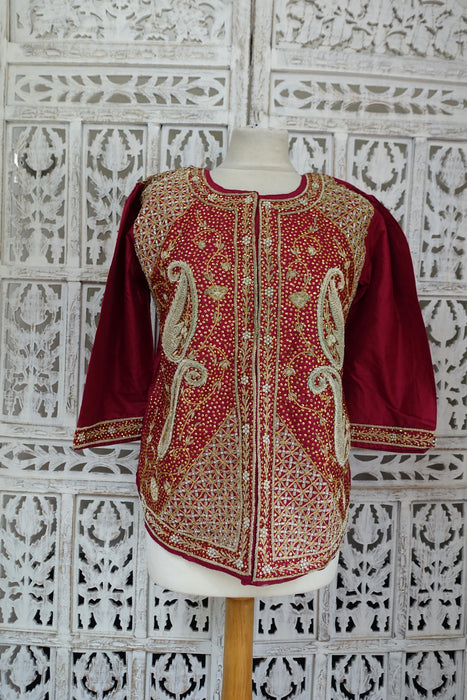 Maroon Vintage Silk Jacket - UK 12/EU 38 - New