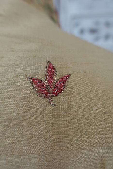 Peach Raw Silk Long Embellished Jacket - UK 12 / EU 38 - Preloved