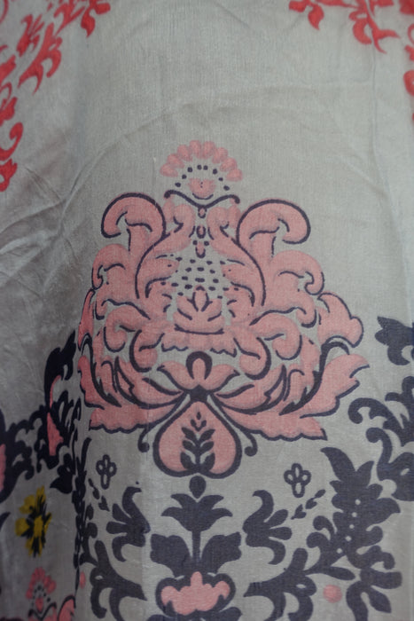 Pink Printed Pure Silk Kaftan / Beach Cover Up - New