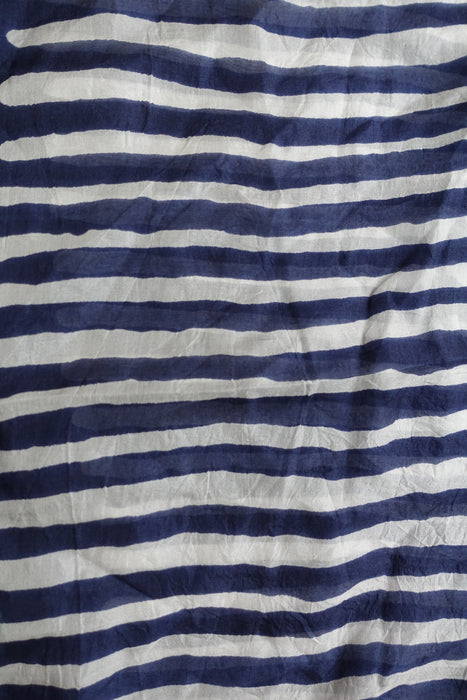 Blue Stripe Printed Pure Silk Kaftan / Beach Cover Up - New