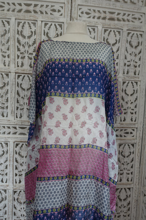 Multicoloured Printed Pure Silk Kaftan / Beach Cover Up - New