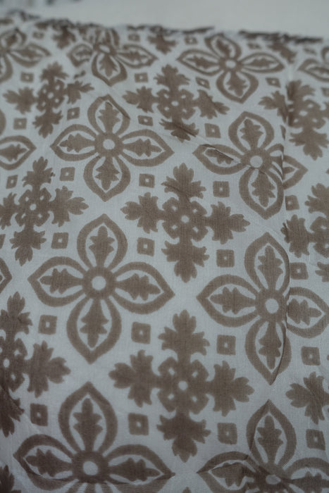 Beige Printed Pure Silk Kaftan / Beach Cover Up - New