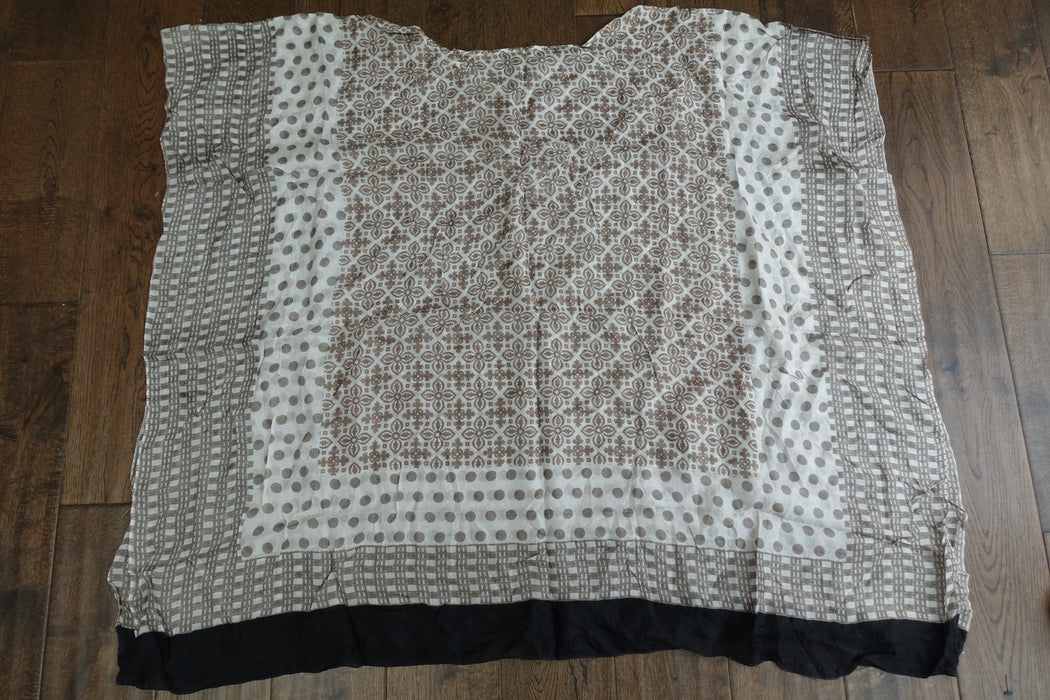 Beige Printed Pure Silk Kaftan / Beach Cover Up - New