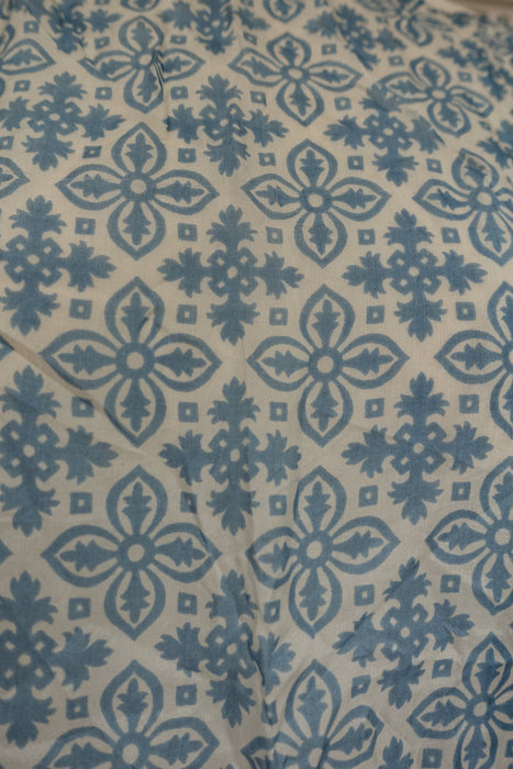 Blue And Beige Printed Pure Silk Kaftan / Beach Cover Up - New