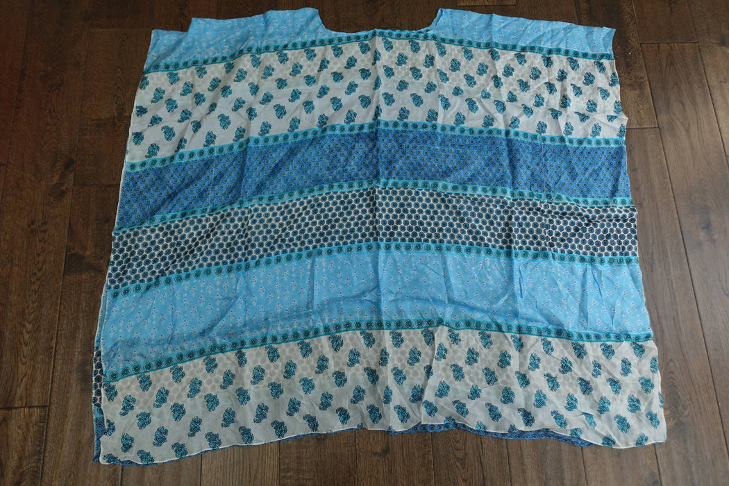 Blue Printed Pure Silk Kaftan/Beach Cover Up - New