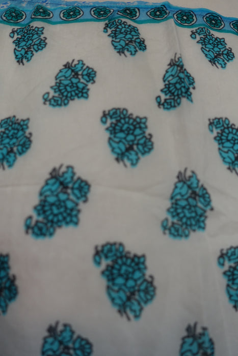 Blue Printed Pure Silk Kaftan / Beach Cover Up - New