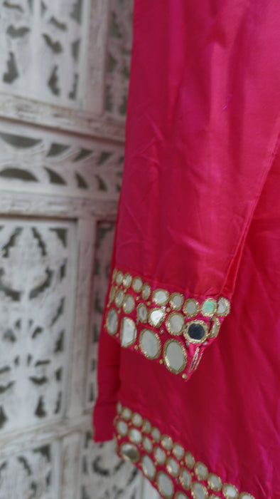 Hot Pink Silk Blend Mirror Kameez - UK 14/EU 40 - Preloved