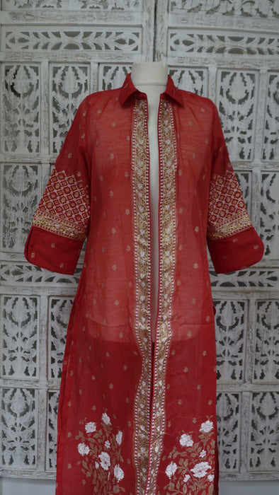 Coral Printed Biba Jacket - Size 10/36 - New