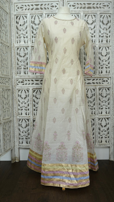Cream Printed Sequinned Frock - UK 14/EU 40 - New