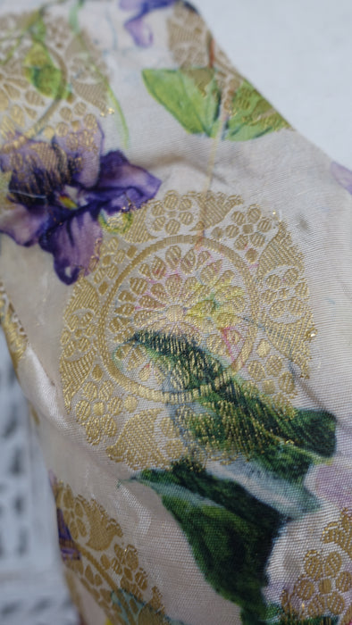 Printed Floral Brocade Style Sari Blouse - UK 14 / EU 42 - New