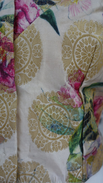Printed Floral Brocade Style Sari Blouse - UK 14 / EU 42 - New