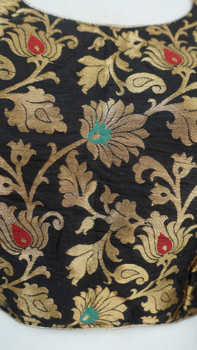 Black Brocade Sari Blouse - To Fit Bust 42 - New