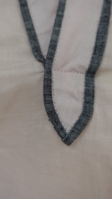 Pink And Grey Linen Long Tunic - UK 22 / EU 148 - New