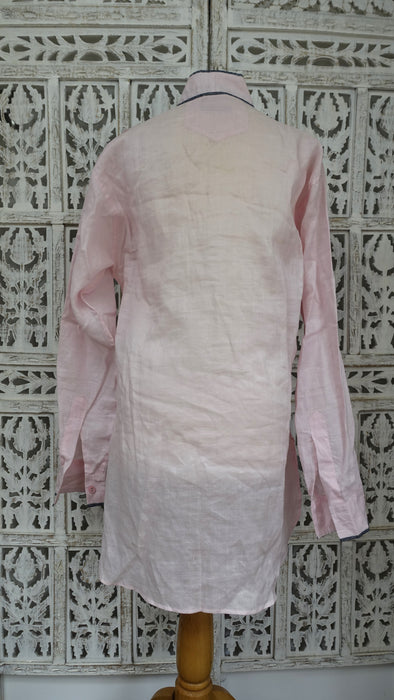 Pink And Grey Linen Long Tunic - UK 22 / EU 148 - New