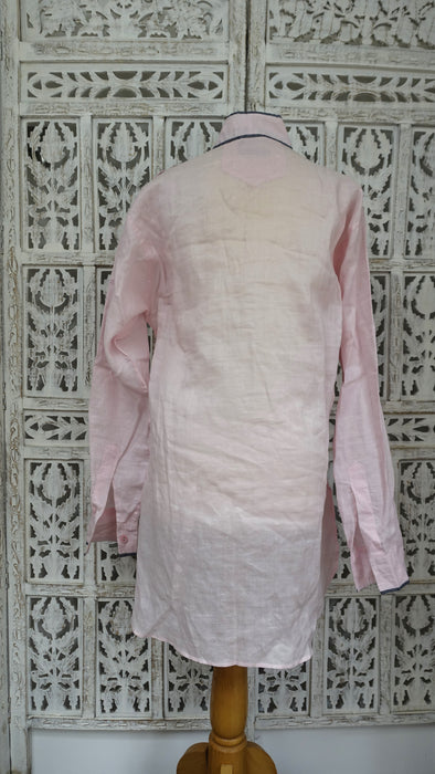 Pink And Grey Linen Long Tunic - UK 22 / EU 148 - New