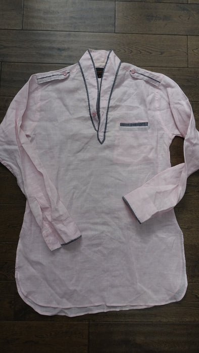 Pink And Grey Linen Long Tunic - UK 22 / EU 148 - New